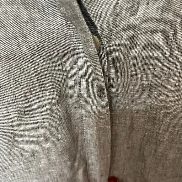 Bryn Walker large gray tan lagenlook linen button up short sleeve tunic - Picture 9 of 9